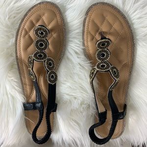 Gold and Black Disc Jockey Sandals